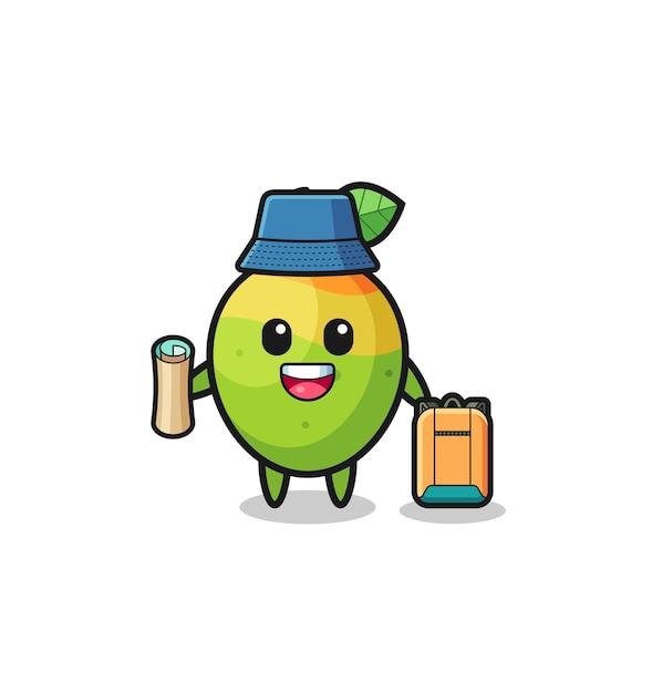 Personaje de mascota de mango como diseño lindo de excursionista