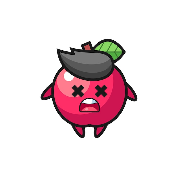 El personaje de la mascota de la manzana muerta, diseño de estilo lindo para camiseta, pegatina, elemento de logotipo