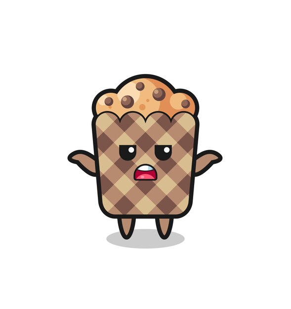 Personaje de mascota de muffin diciendo que no sé