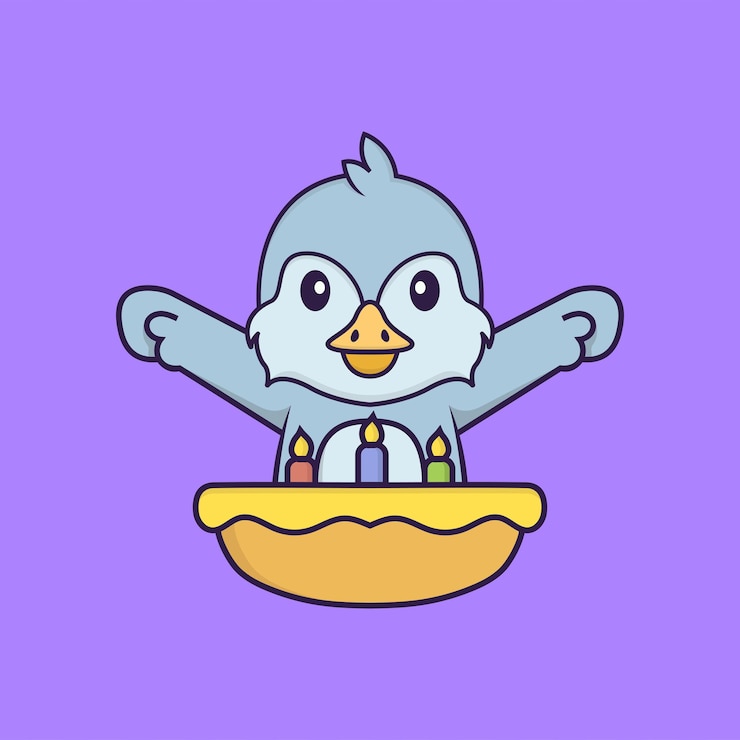 Vector personaje de mascota de pájaro lindo concepto de dibujos animados de animales aislado