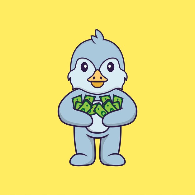 Personaje de mascota de pájaro lindo concepto de dibujos animados de animales aislado