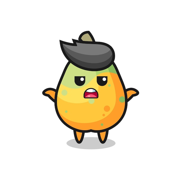 Personaje de mascota de papaya que dice no lo sé, diseño de estilo lindo para camiseta, pegatina, elemento de logotipo