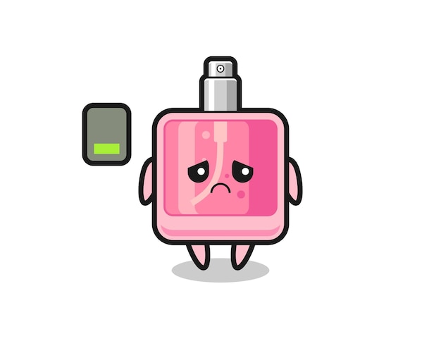 Personaje de mascota de perfume haciendo un diseño de estilo lindo de gesto cansado para elemento de logotipo de etiqueta de camiseta