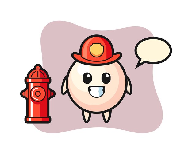 Personaje de mascota de perla como bombero