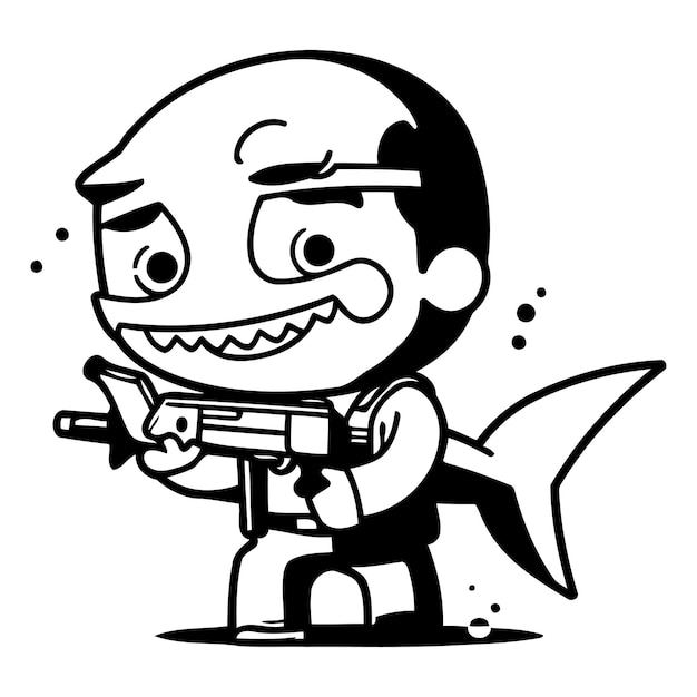 Vector personaje mascota pirata con una pistola ilustración vectorial de dibujos animados