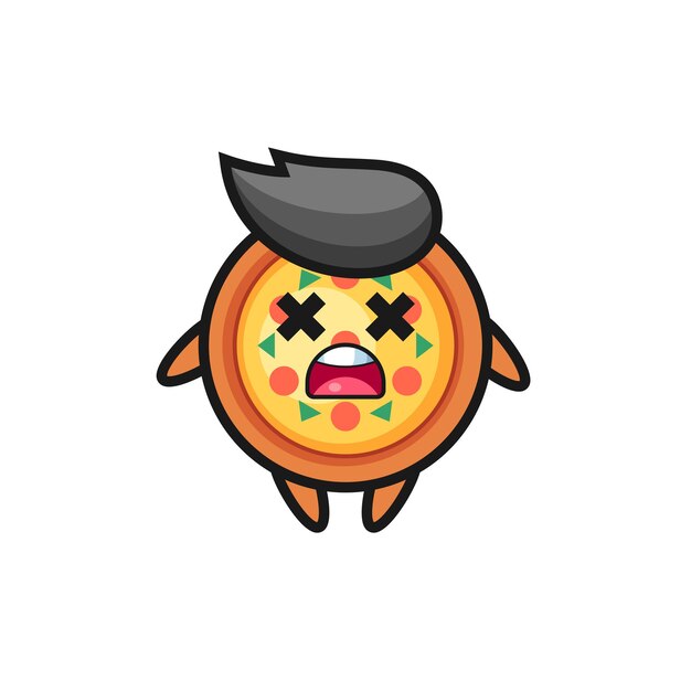 El personaje de mascota de pizza muerta, diseño de estilo lindo para camiseta, pegatina, elemento de logotipo