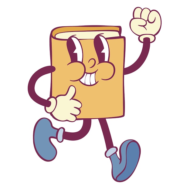 El personaje de la mascota retro del libro