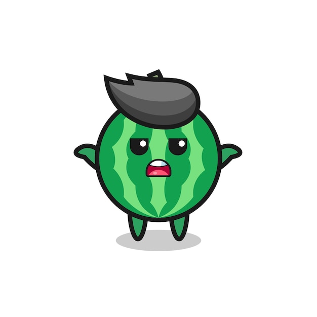Personaje de mascota de sandía diciendo que no sé