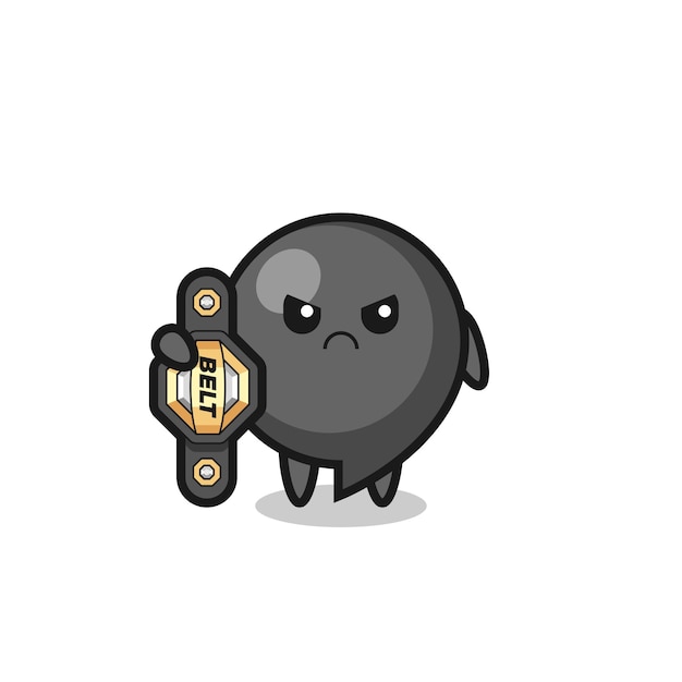 Personaje de la mascota del símbolo de coma como luchador de MMA con el cinturón de campeón