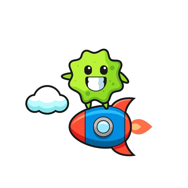 Personaje de mascota splat montando un cohete