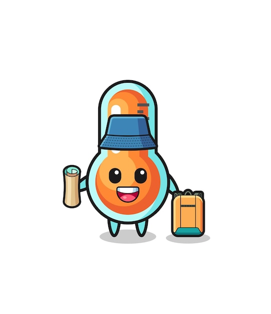 Personaje de la mascota del termómetro como excursionista.