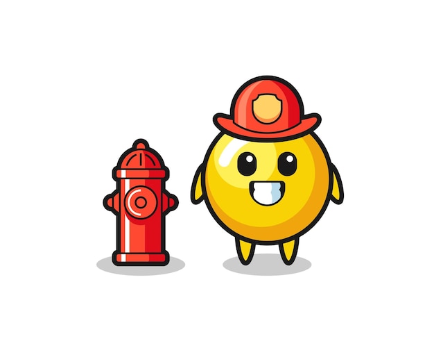 Personaje de la mascota de la yema de huevo como bombero
