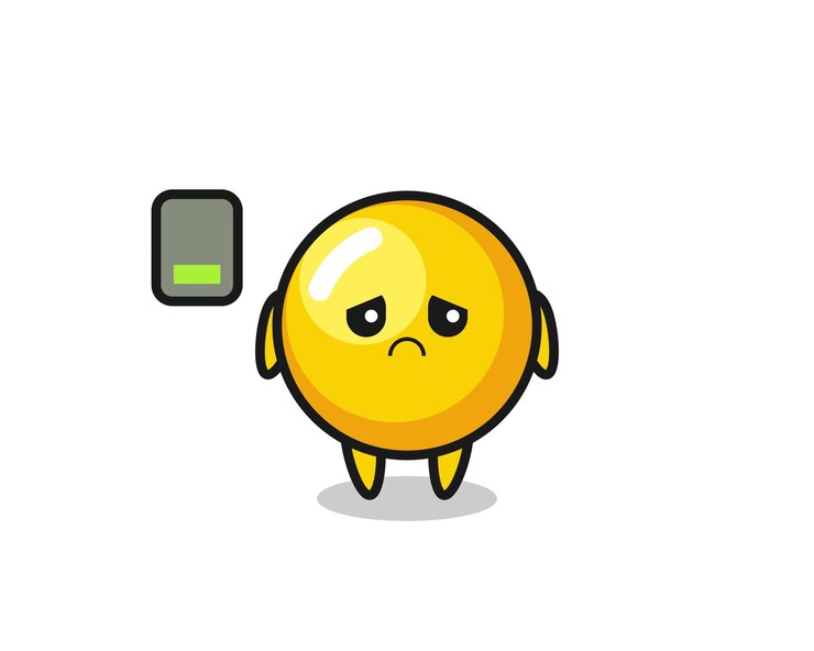 Vector personaje de mascota de yema de huevo haciendo un gesto cansado
