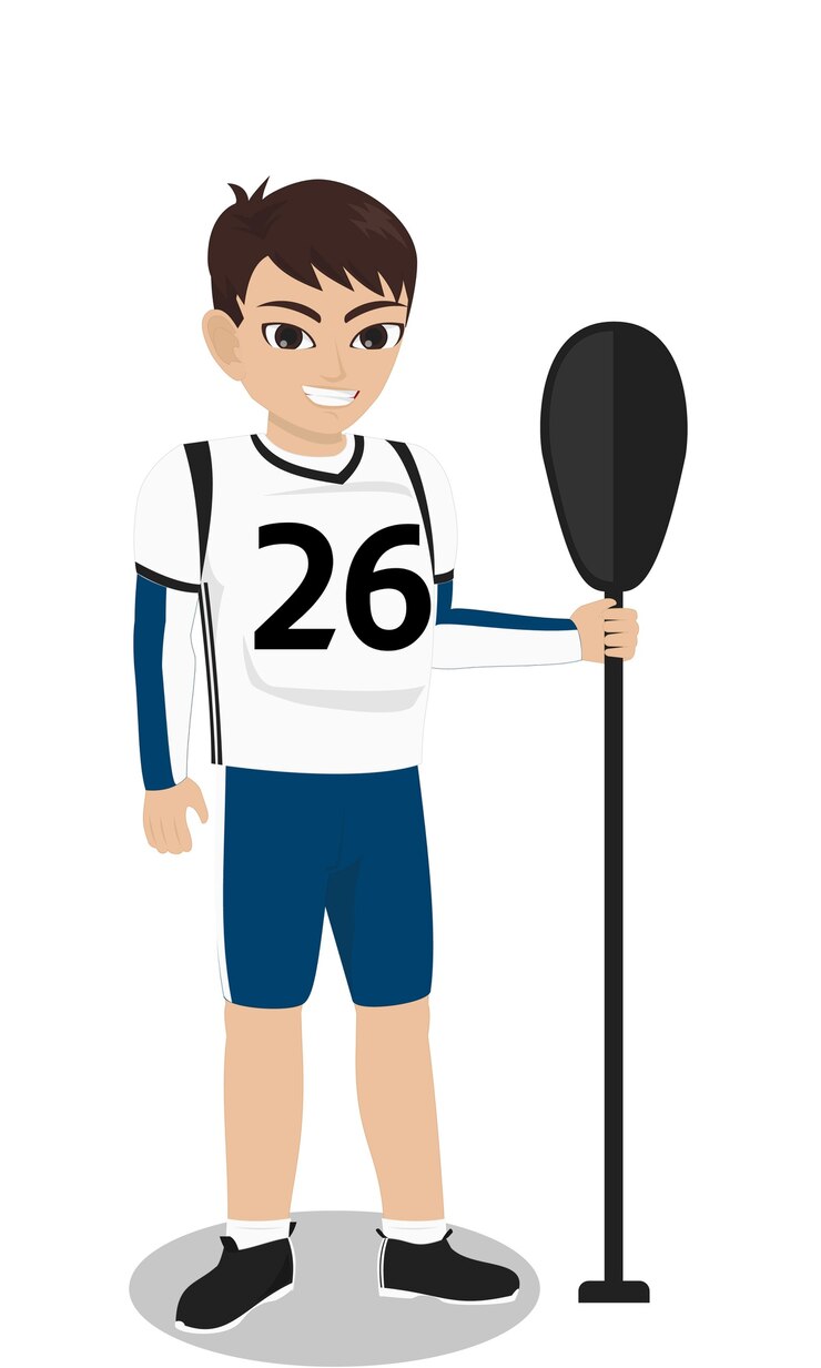 Vector personaje masculino canoa slalom player holding paddle