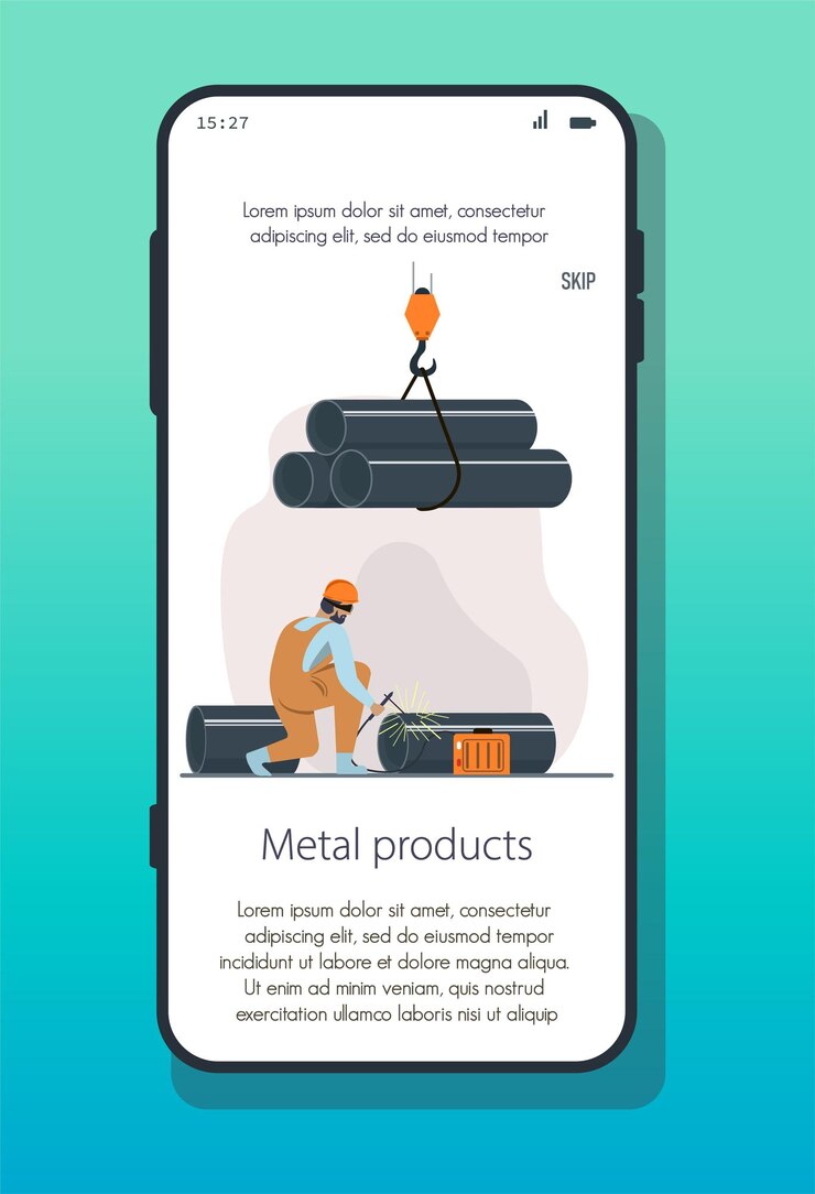 Vector el personaje masculino está trabajando en la industria metalúrgica concepto de fundición de metal en una gran fundición