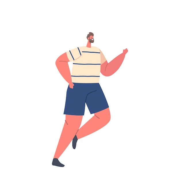 Personaje masculino feliz Ejecutar actividad deportiva trotar y ejercicio de estilo de vida saludable aislado sobre fondo blanco