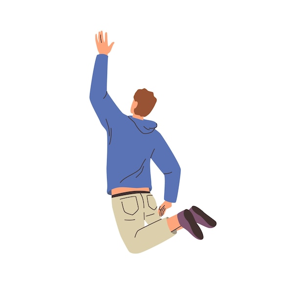 Un personaje masculino feliz saltando o bailando