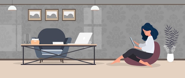 Personaje masculino trabajando en casa. Ilustración de trabajo remoto en estilo de dibujos animados.
