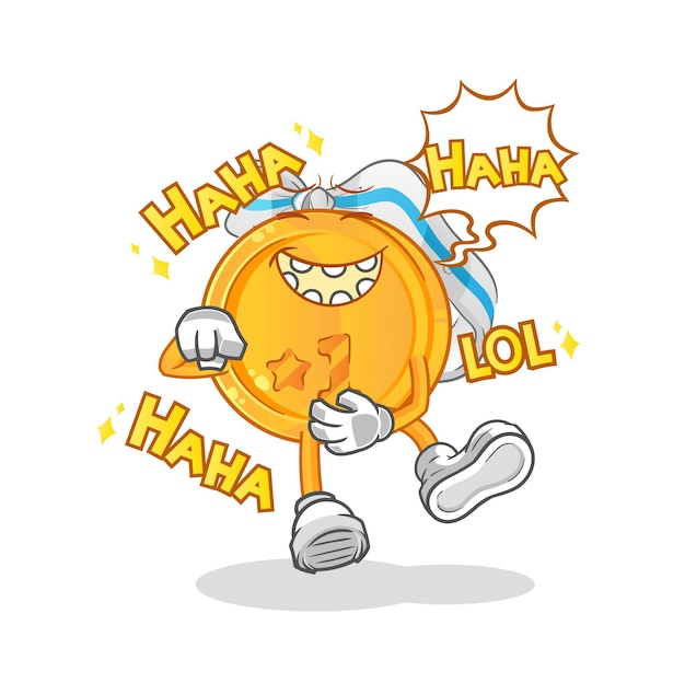 Personaje de Medalla Laugh Out Loud. vector de mascota de dibujos animados