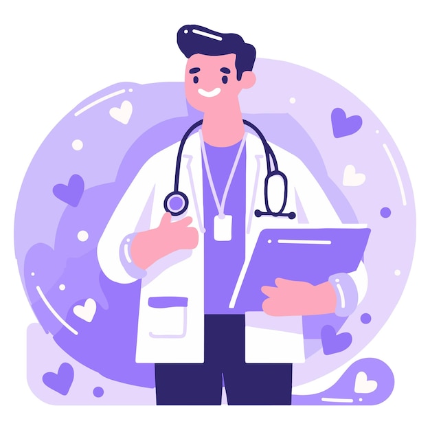 Vector personaje médico dibujado a mano en estilo plano