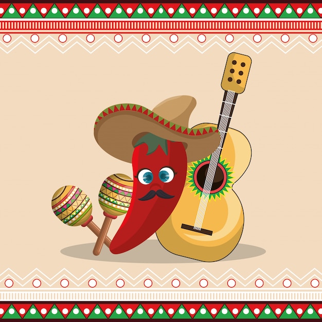 Vector personaje mexicano de chile