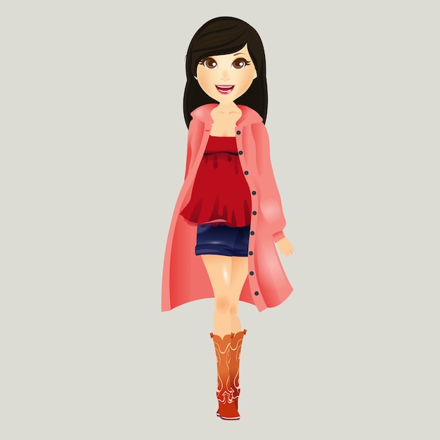 Vector personaje de moda de niña