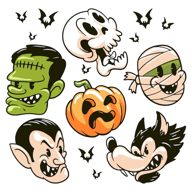 Vector personaje de monstruo de dibujos animados de halloween