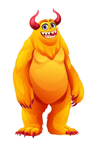 Un personaje de monstruo peludo alegre Ilustración de dibujos animados vectorial