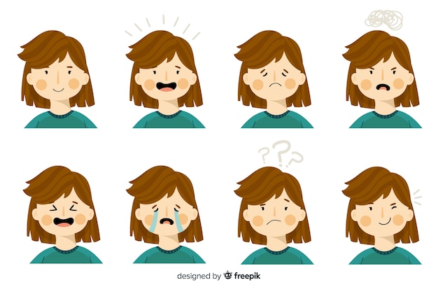 Vector personaje mostrando emociones