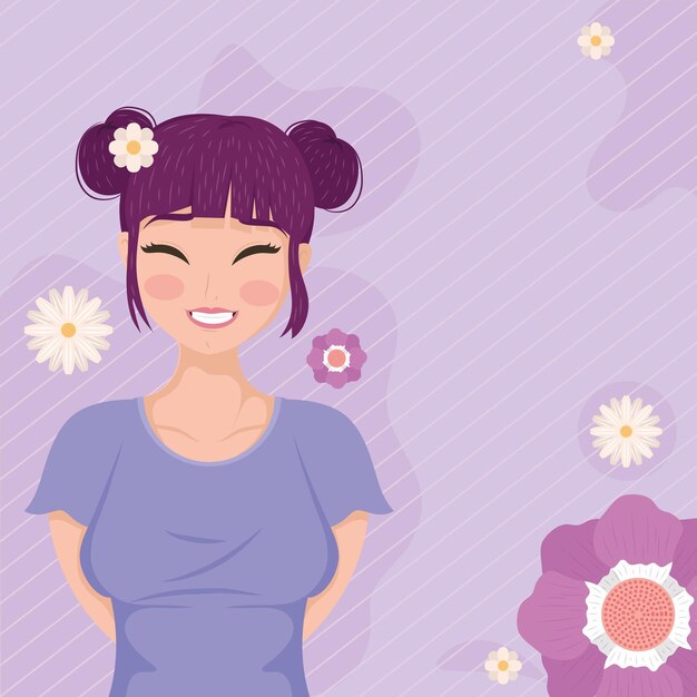 Personaje de mujer de anime del día de la mujer.
