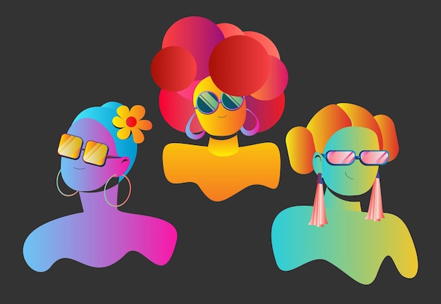 Vector personaje de mujer colorido con estilo de gafas