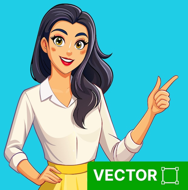 Vector personaje mujer dedo hacia arriba