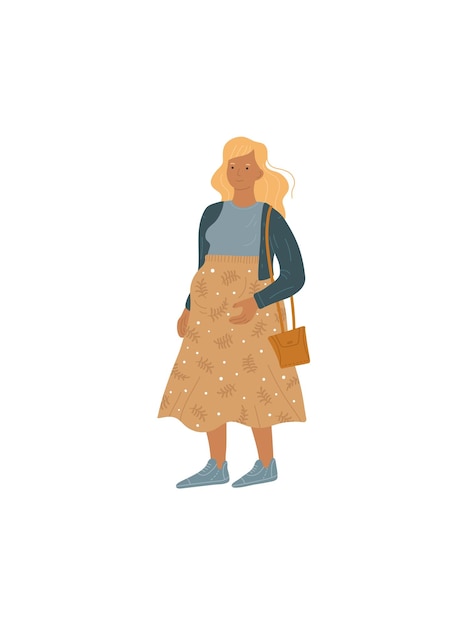 Vector personaje de mujer embarazada de dibujos animados plana sobre fondo vacío concepto de ilustración de vector de colección de moda