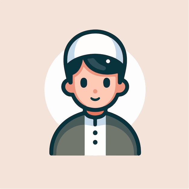 Personaje musulmán masculino vectorial con un estilo de diseño plano que es simple y minimalista