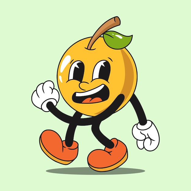 personaje naranja mascota ilustración vintage