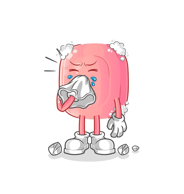 personaje de la nariz que sopla jabón. vector de mascota de dibujos animados