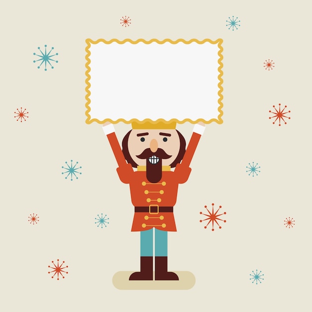 Personaje de Navidad con banner en blanco