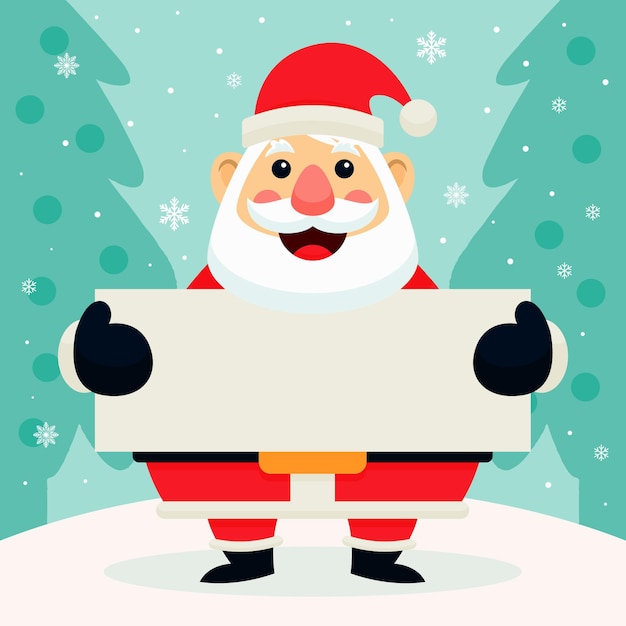 Personaje de Navidad con banner en blanco