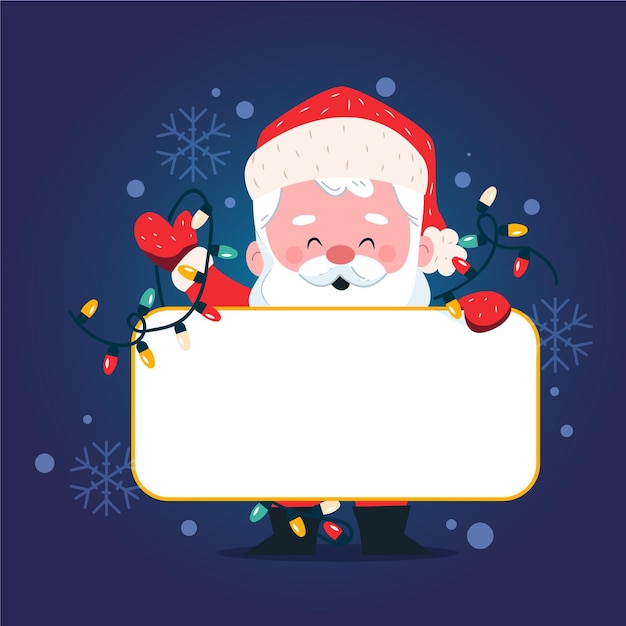 Vector personaje de navidad con banner en blanco