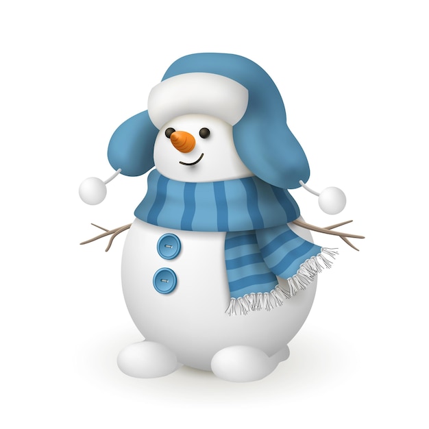 Vector personaje navideño muñeco de nieve divertido