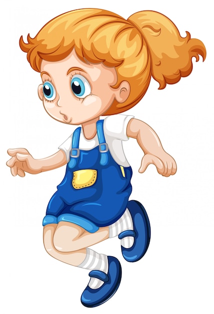 Vector un personaje de niña sobre fondo blanco