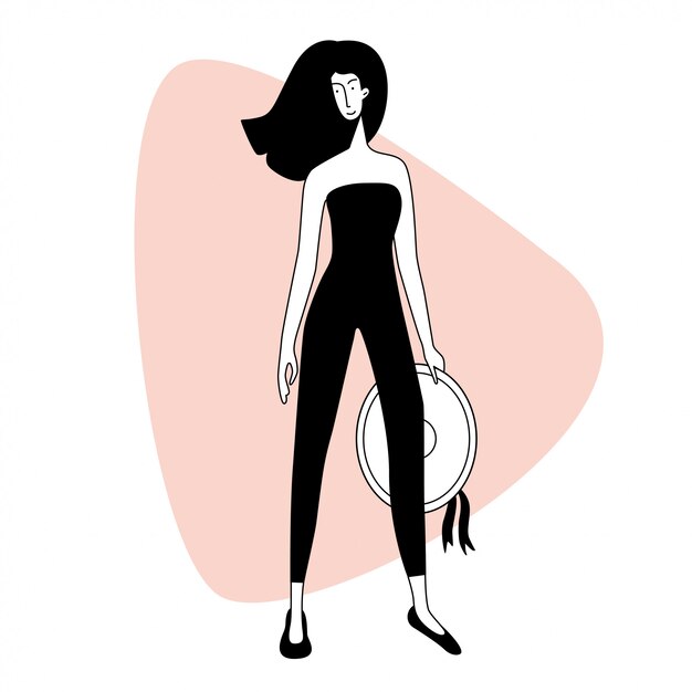 Personaje de niña soltera para tarjeta de amigos de diseño