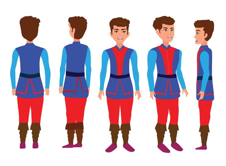 Vector personaje de niño haciendo diferentes poses diseño de vectores de dibujos animados