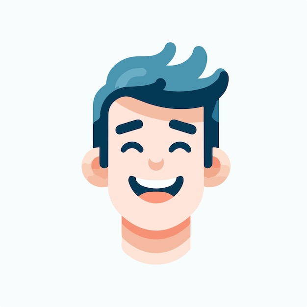 El personaje del niño sonriente está diseñado utilizando un estilo de diseño plano simple