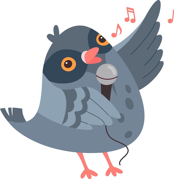 Vector personaje de paloma cantante