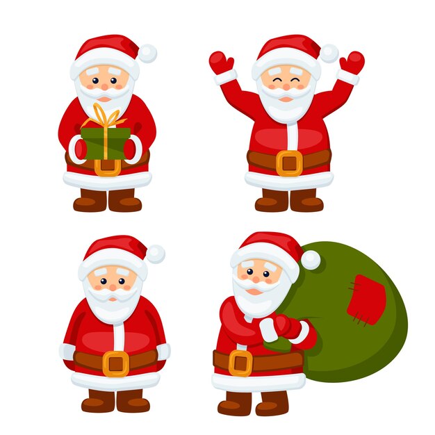 El personaje Papá Noel con un regalo y una bolsa.
