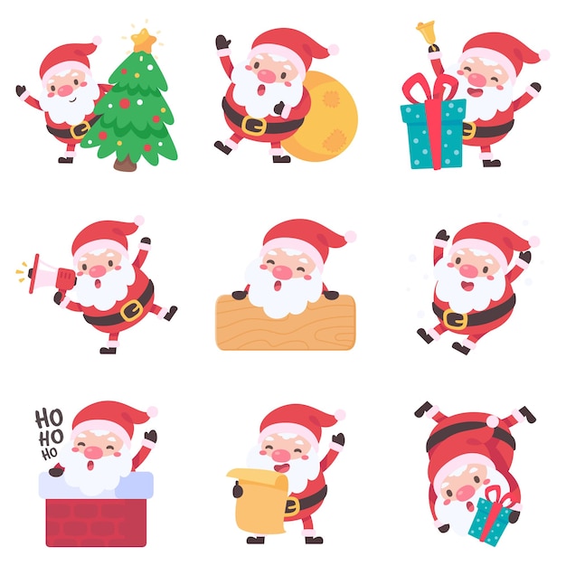 Vector personaje de papá noel en el vector de navidad