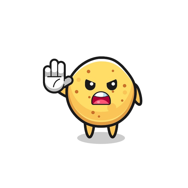 Personaje de papas fritas haciendo gesto de parada