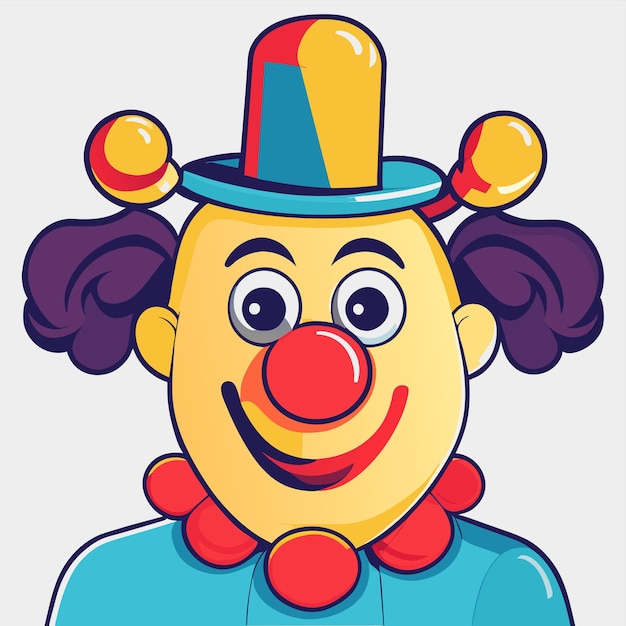 Vector personaje de payaso montando una bicicleta de ruedas dibujado a mano plano elegante pegatina de dibujos animados concepto de icono aislado