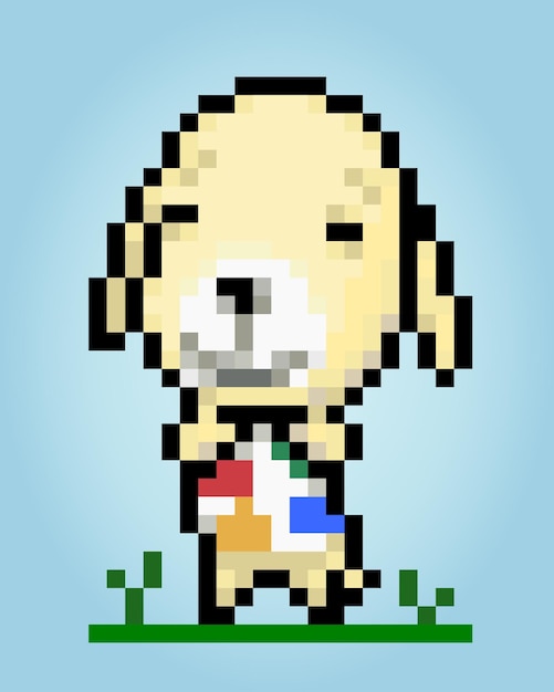 Personaje de perro de píxeles de 8 bits Animales en ilustraciones vectoriales